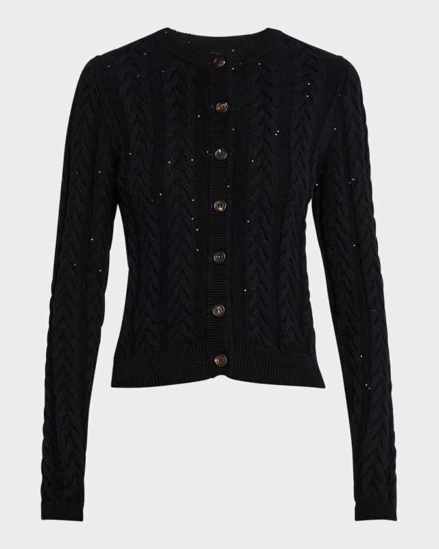Fitted Cotton Diamante Cardigan